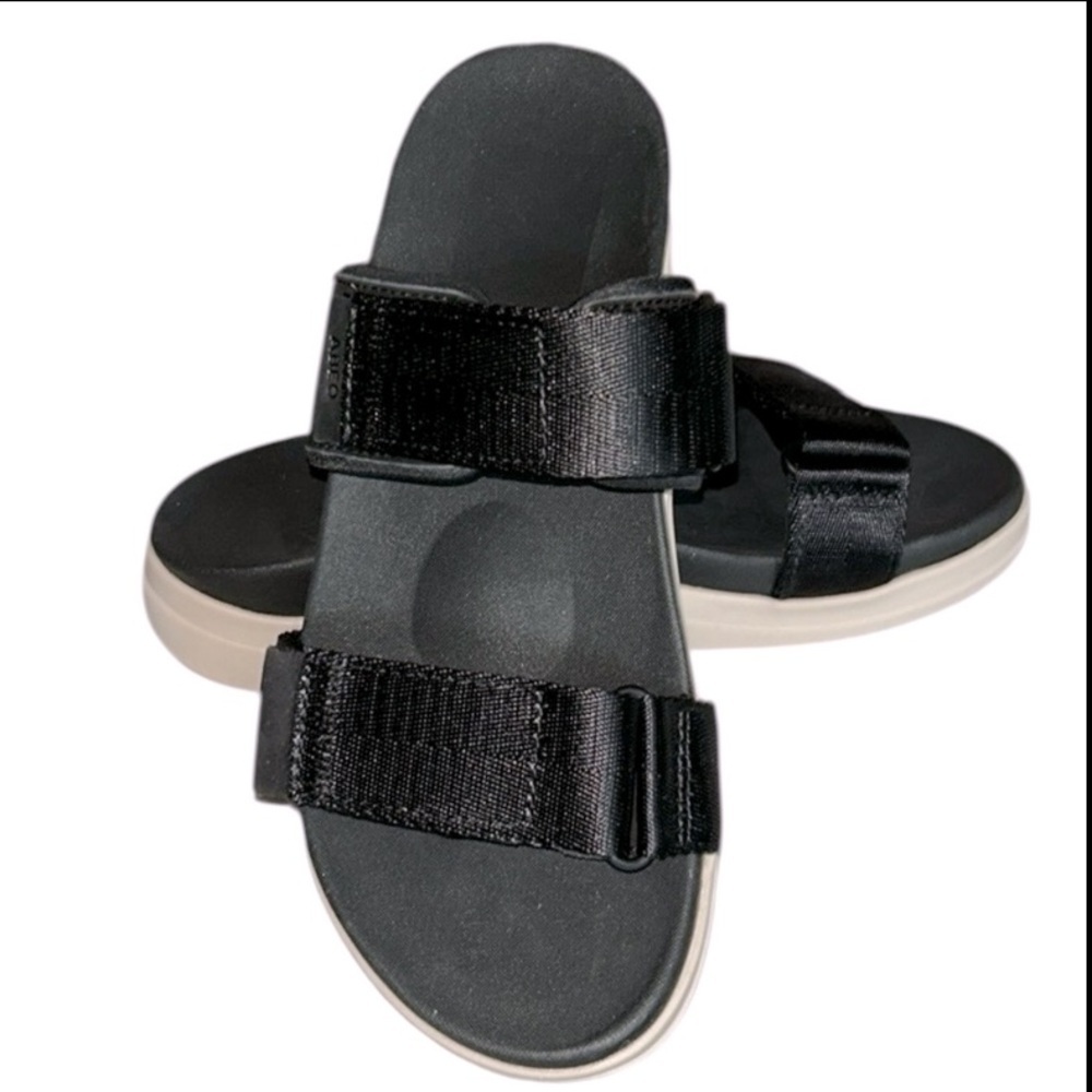 Abeo Jewel Black Nylon and Leather Adjustable Slides with Orthotic Insole Size 9 - Picture 11 of 11